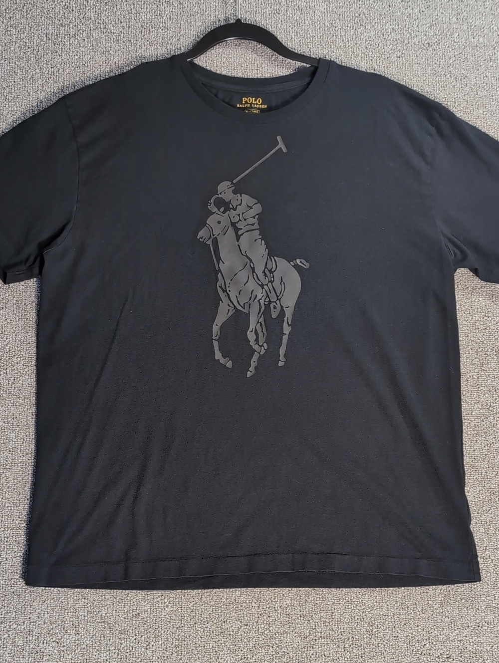 Polo Ralph Lauren Big Pony Tee Size Medium Black On Black - Giant Pony